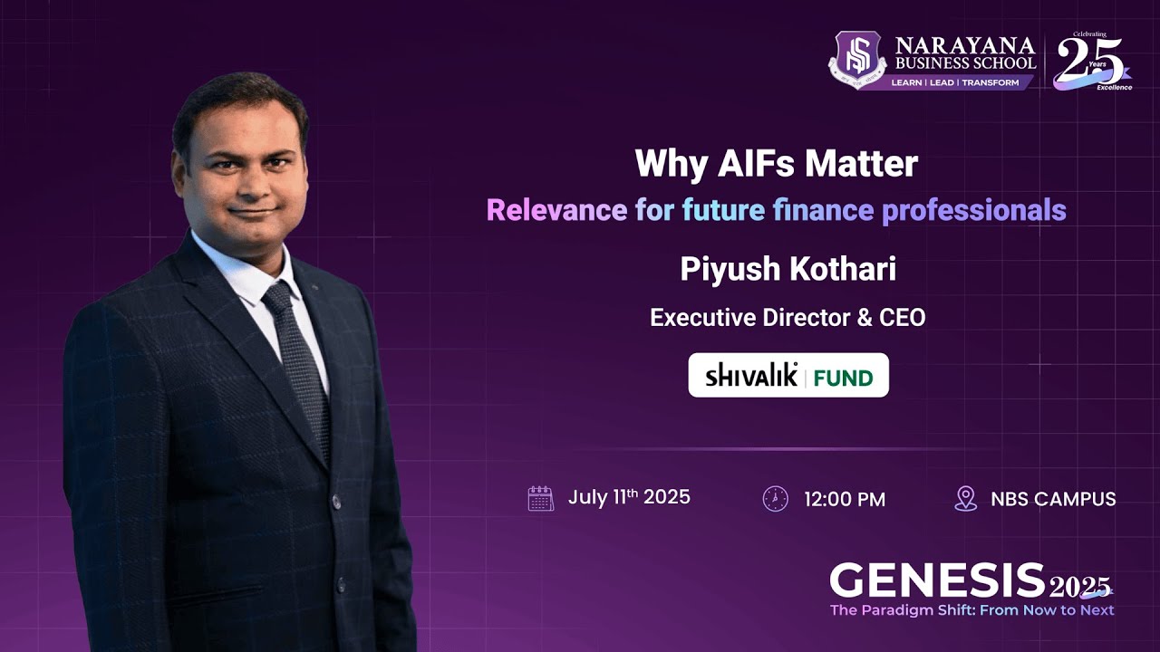 Genesis 2025 event speaker Piyush Kothari Executive Director and CEO of Shivalik Fund on the topic Why AIFs Matter.