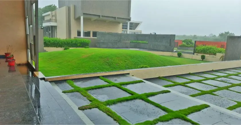 An image of the amphitheater at NBS, highlighting its architectural design and setting, likely used for events, presentations, or gatherings.